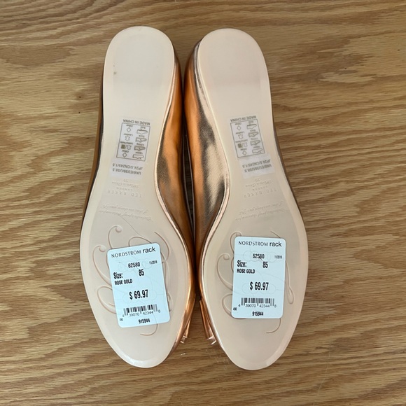 Ted Baker 8.5 39 Immet Rose Gold Ballet Flats with Bow - Picture 2 of 3
